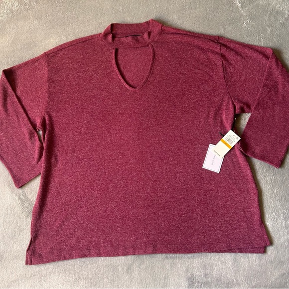 1. State Sweaters - 1.State Size 3X Midnight Garden Sweater Ruby Plume‎ Red Color, New $60